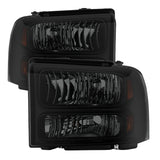 Xtune Ford F250/350/450 Super Duty 05-07 Crystal Headlights Black Smoked HD-JH-FS05-AM-BSM SPYDER Headlights  AXOPROS