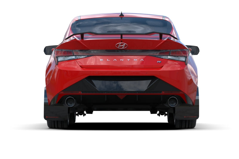 Rally Armor 22-23 Hyundai Elantra N &amp; N Line Black Mud Flap w/Grey Logo Rally Armor Mud Flaps  AXOPROS