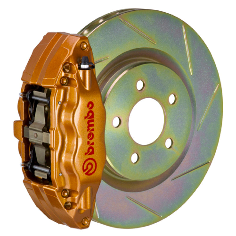 Brembo 15-21 WRX (VA) Front GT BBK 4 Piston Cast 2pc 326 x30 1pc Rotor Slotted Type-1 - Gold Brembo Brake Kits - Performance Slot  AXOPROS