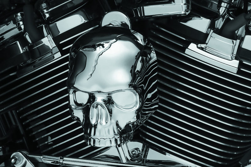 Kuryakyn Skull Horn Cover 17-Up With Waterfall Style Horn Chrome Kuryakyn Horn Accessories  AXOPROS