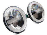 Raxiom 97-18 Jeep Wrangler TJ/JK 7-Inch LED Headlights w/ Halos- Black Housing (Clear Lens) Raxiom Headlights  AXOPROS