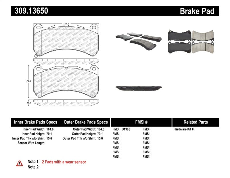 StopTech Performance 08-09 Lexus IS F Front Brake Pads Stoptech Brake Pads - Performance  AXOPROS