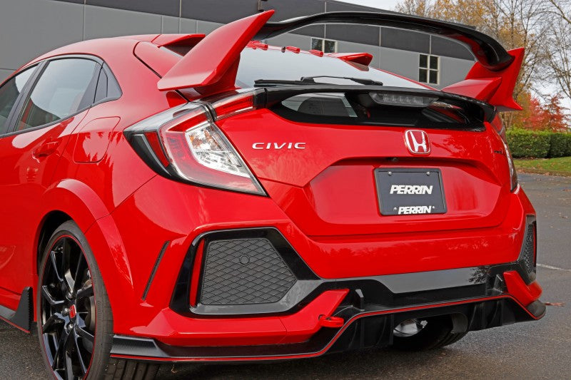 PERRIN 17-21 Honda Civic Si/Type R/Touring/Hatchback Tow Hook Kit Rear - Red Perrin Performance Tow Hooks  AXOPROS
