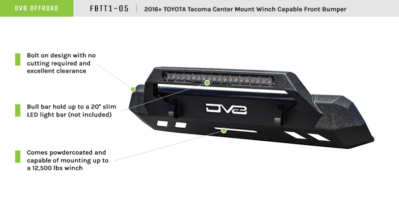 DV8 Offroad 2016+ Toyota Tacoma Center Bumper DV8 Offroad Bumpers - Steel  AXOPROS