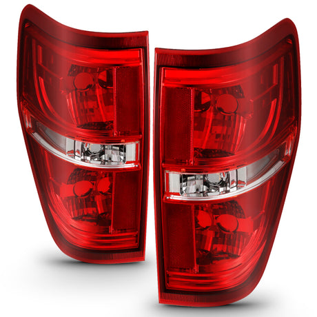 ANZO ANZO 2009-2014 Ford F-150 Euro Taillight Red/Clear (W/O Bulb) Tail Lights aftermarket performance part