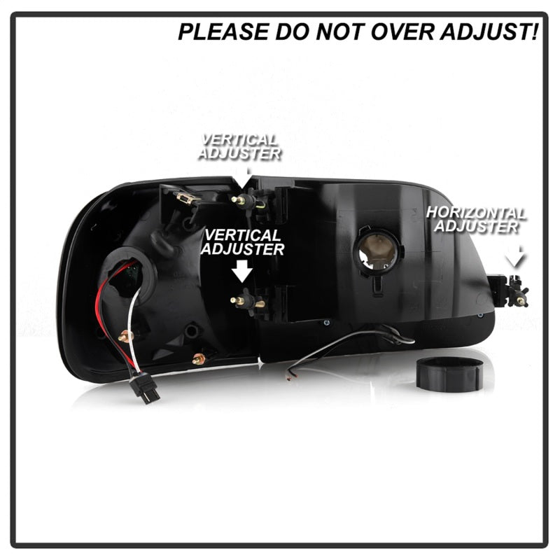 Xtune Ford F150 97-03 Crystal Headlights w/ Clear LED Corners Black HD-ON-FF15097-LED-SET-BK SPYDER Headlights  AXOPROS