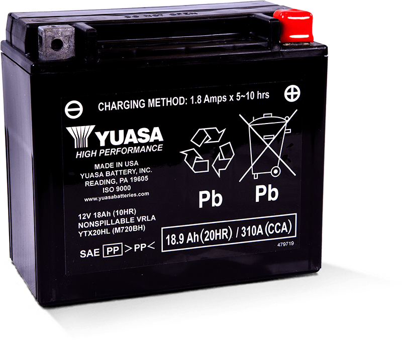 Yuasa YTX20HL Maintenance Free AGM 12-Volt Battery Yuasa Battery Batteries  AXOPROS