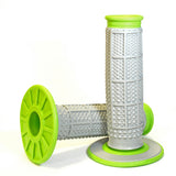 Renthal MX Dual Compound Grips Tapered 1/2 Waffle - Grey/ Green Renthal Grips  AXOPROS