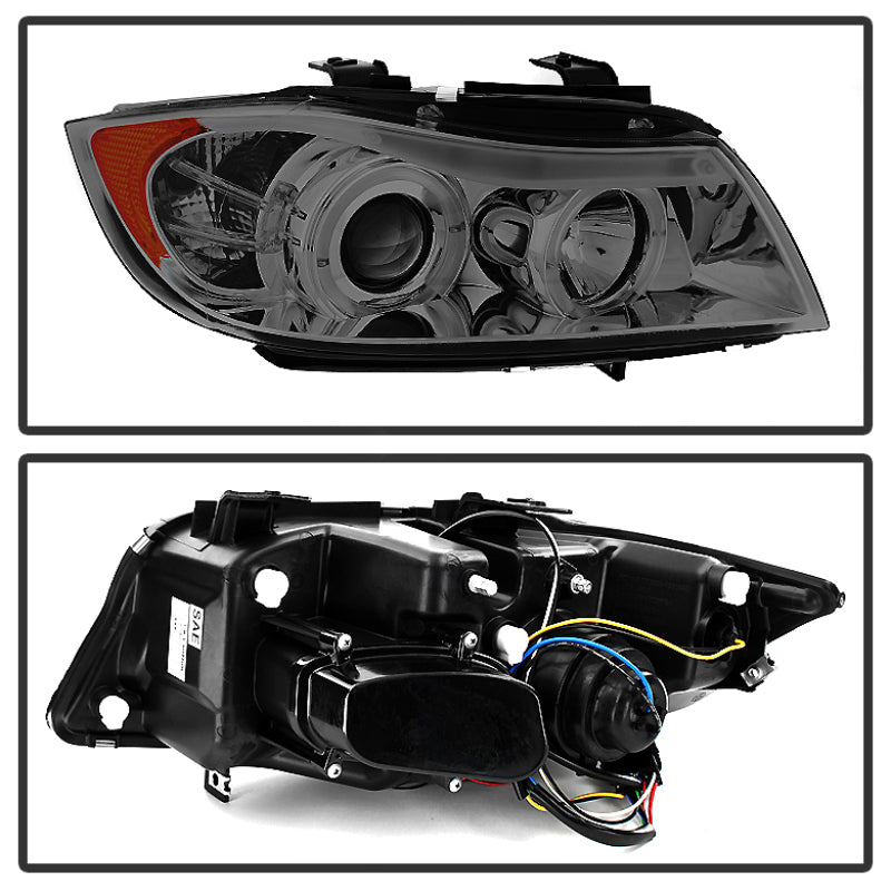 Spyder BMW E90 3-Series 06-08 (4 dr) Proj LED Halo Amber Reflctr Rplc Bulb Smke PRO-YD-BMWE9005-AM-S SPYDER Headlights  AXOPROS