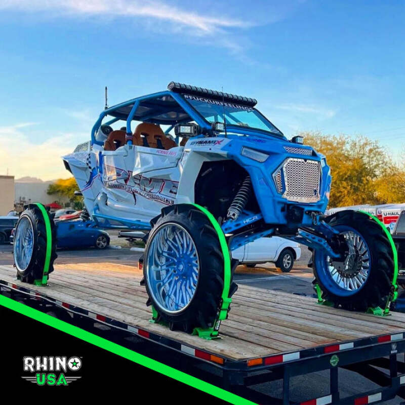 Rhino USA Utv Wheel Chock Tie-Down Kit (2-Wheel Kit) (Green) Rhino USA Cargo Tie-Downs  AXOPROS