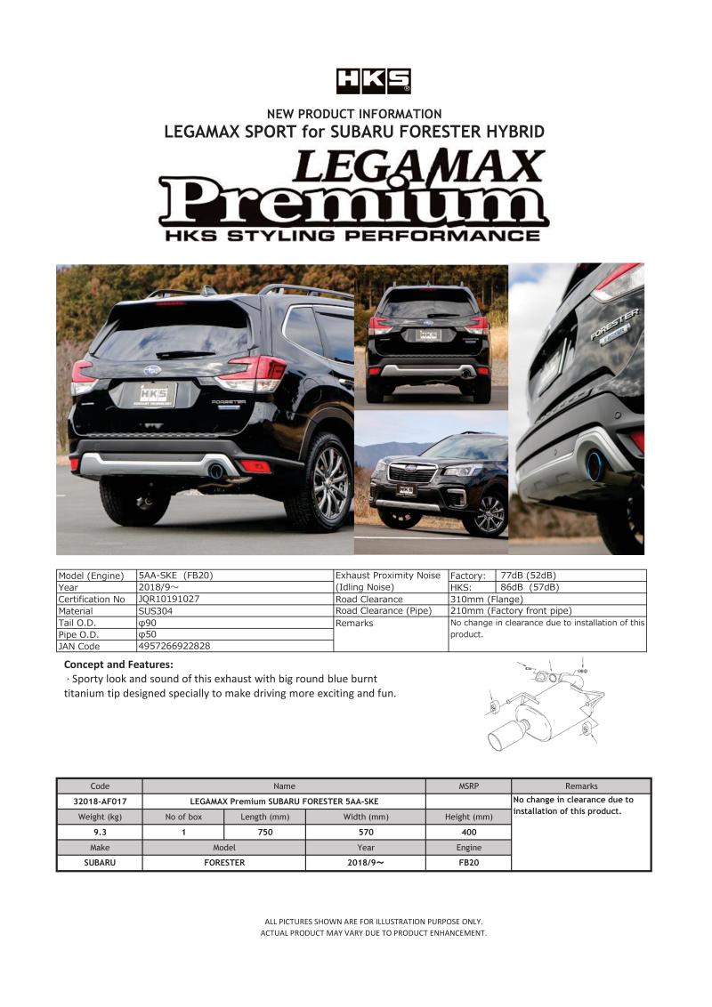 HKS LEGAMAX Premium Subaru Forester 5AA-SKE HKS Catback  AXOPROS