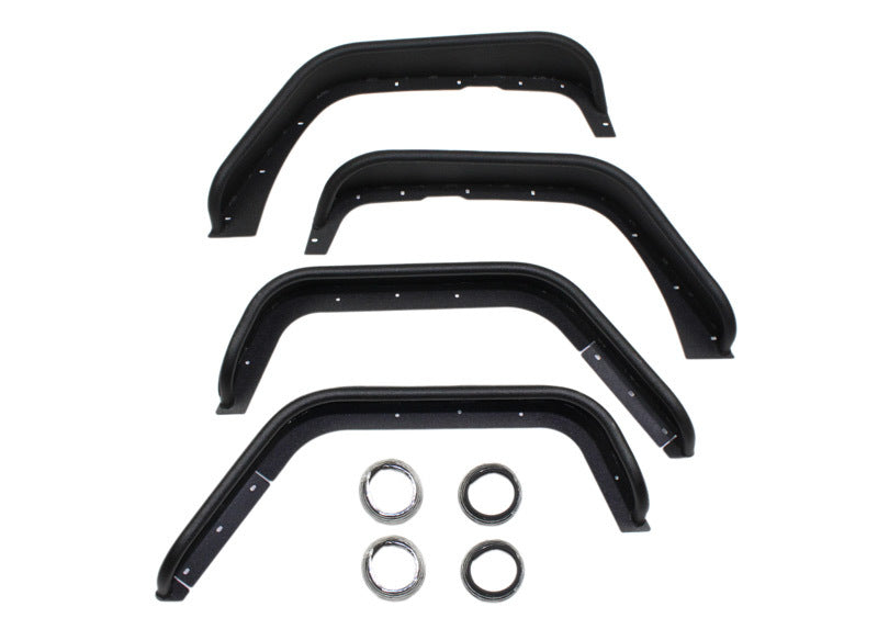Fishbone Offroad 07-18 Jeep Wrangler Front/Rear Tube Fenders - Aluminum Blk Txtrd Pwdrcoat(Set Of 4) Fishbone Offroad Fenders  AXOPROS