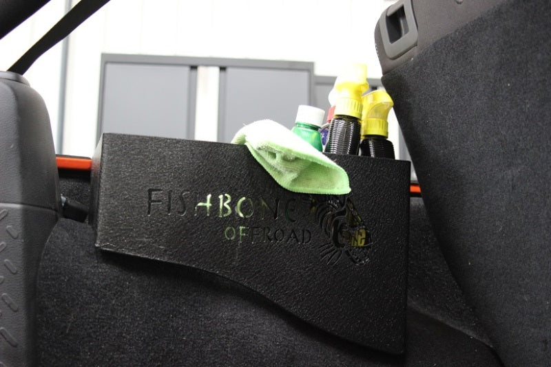 Fishbone Offroad 07-18 Jeep Wrangler JK 4 DR WheelWell Storage Bin - Black Textured Powdercoat Steel Fishbone Offroad Storage Racks  AXOPROS