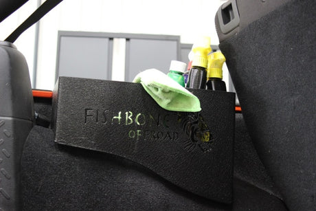 Fishbone Offroad 07-18 Jeep Wrangler JK 4 DR WheelWell Storage Bin - Black Textured Powdercoat Steel Fishbone Offroad Storage Racks  AXOPROS