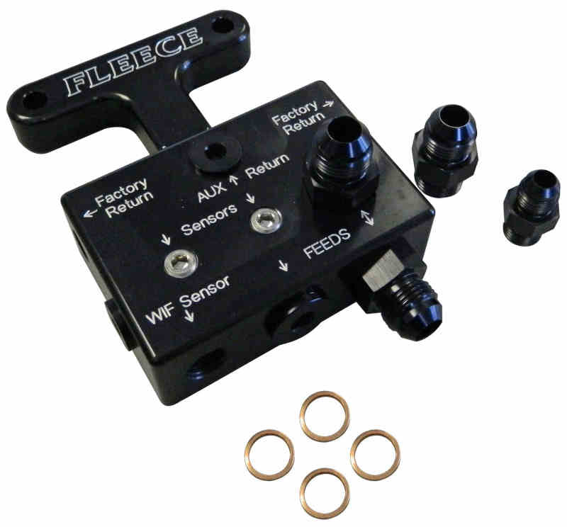 Fleece Performance 03-07 Dodge 5.9L / 07.5-09 6.7L Cummins 3rd Gen Fuel Distribution Block Fleece Performance Fuel Manifolds  AXOPROS