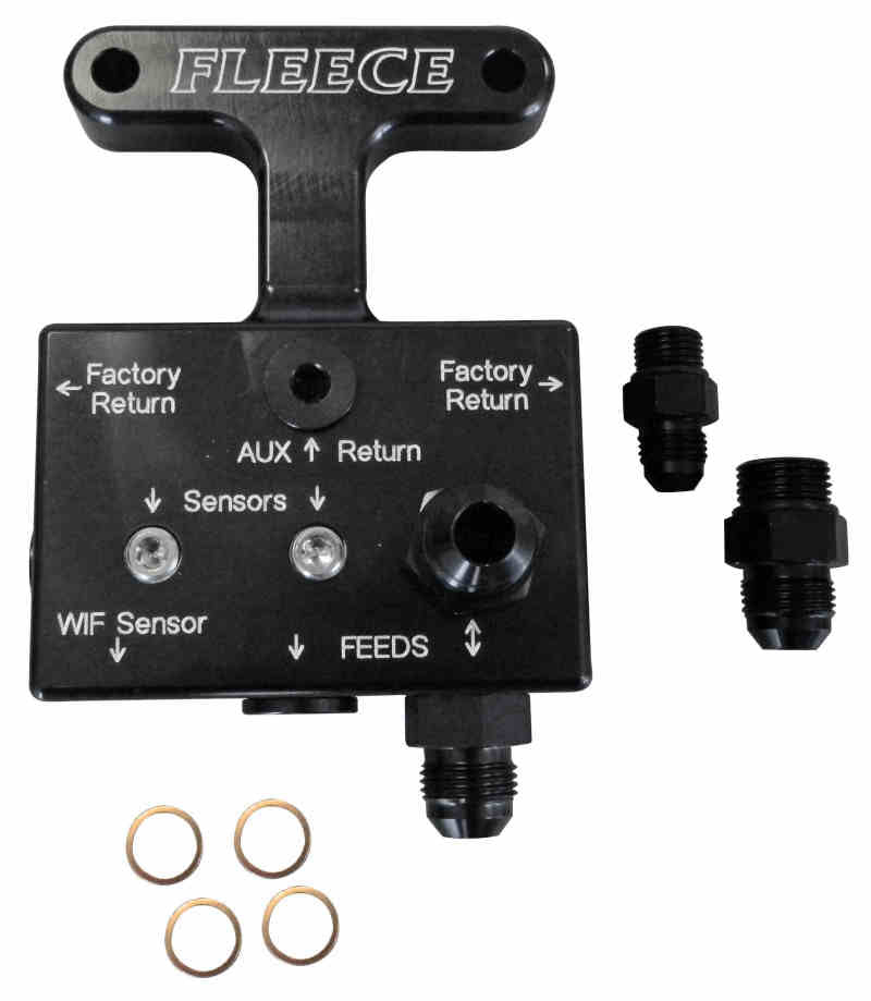 Fleece Performance 03-07 Dodge 5.9L / 07.5-09 6.7L Cummins 3rd Gen Fuel Distribution Block Fleece Performance Fuel Manifolds  AXOPROS