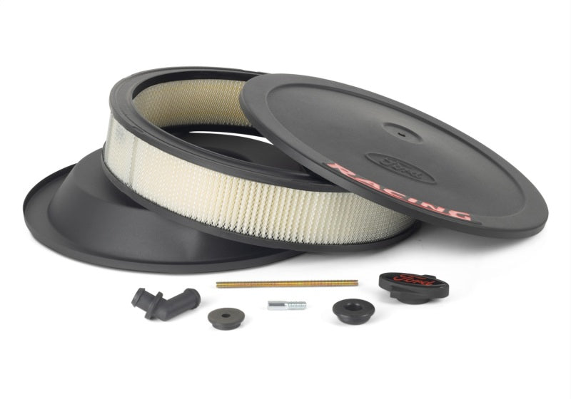 Ford Racing Air Cleaner Kit - Black Crinkle Finish w/ Red Emblem Ford Racing Air Filters - Universal Fit  AXOPROS
