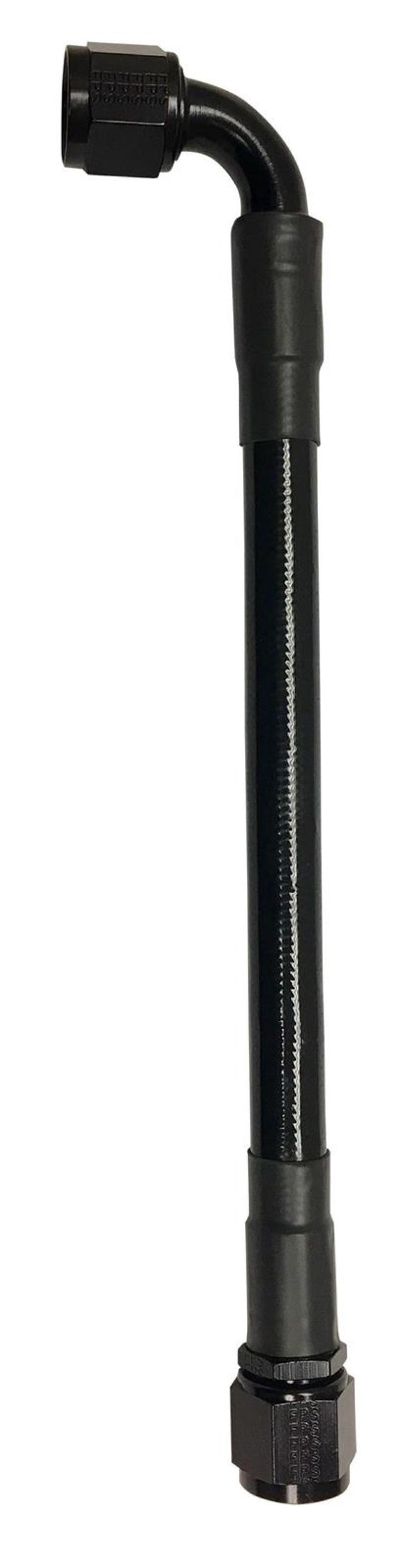 Fragola -6AN Ext Black PTFE Hose Assembly Straight x 90 Degree 20in Fragola Hoses  AXOPROS