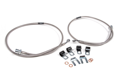 Front Brake Line Set - Stainless Steel - Fits 4-8 Inch Lift - Ram 2500 (14-23) And 3500 (13-23) 4WD BDS Suspension Brake Hydraulic Hose Kit  AXOPROS