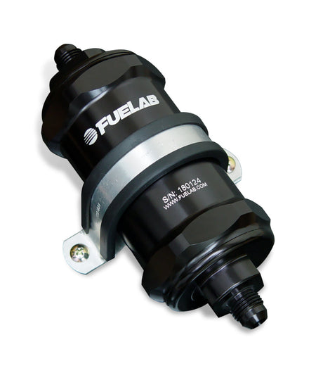 Fuelab 818 In-Line Fuel Filter Standard -6AN In/Out 6 Micron Fiberglass - Black Fuelab Fuel Filters  AXOPROS