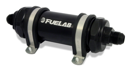 Fuelab 828 In-Line Fuel Filter Long -6AN In/Out 40 Micron Stainless - Black Fuelab Fuel Filters  AXOPROS