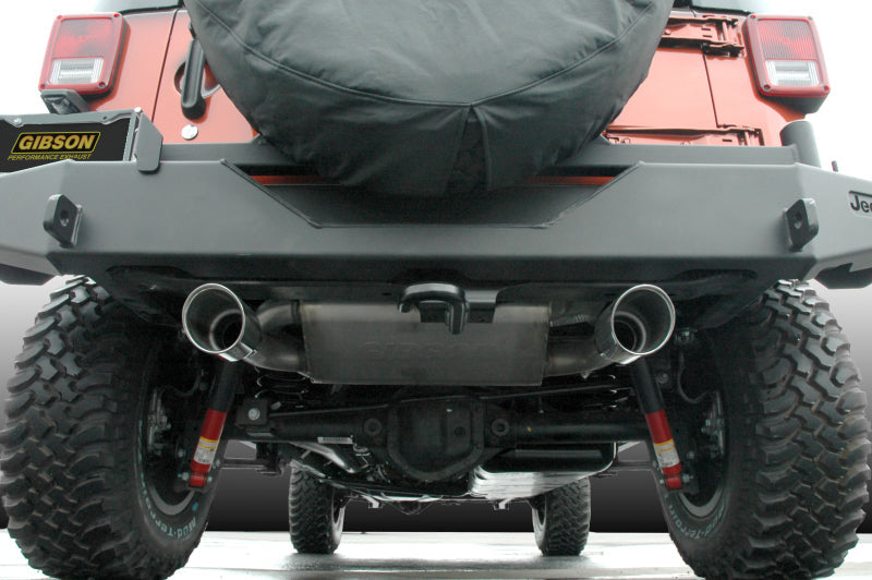 Gibson 07-17 Jeep Wrangler JK Rubicon 3.6L 2.5in Cat-Back Dual Split Exhaust - Aluminized Gibson Catback  AXOPROS