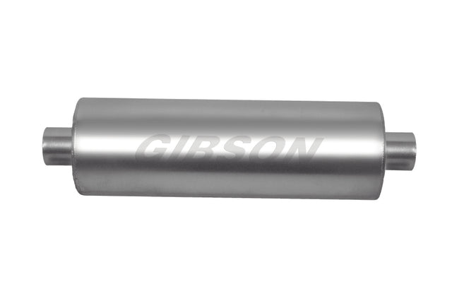 Gibson SFT Superflow Center/Center Round Muffler - 8x24in/3in Inlet/3in Outlet - Stainless Gibson Muffler  AXOPROS