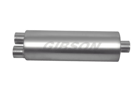 Gibson SFT Superflow Dual/Center Round Muffler - 8x24in/3in Inlet/4in Outlet - Stainless Gibson Muffler  AXOPROS