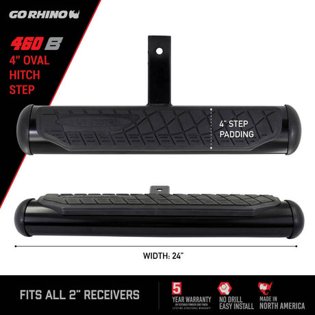 Go Rhino 4in Oval Hitch Step - Black Go Rhino Hitch Accessories  AXOPROS