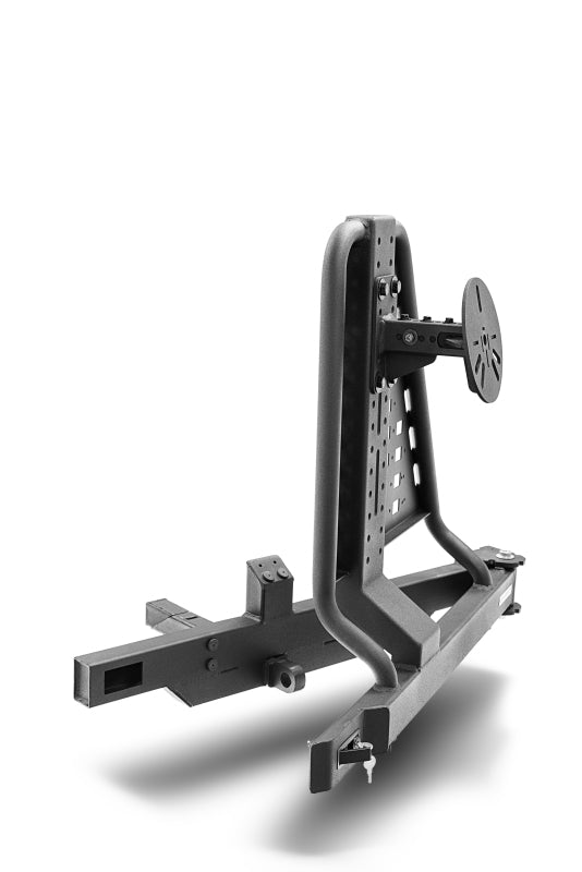 Go Rhino Swing-A-Way Hitch Mounted Tire Carrier (Lic. Plate Lights Not Included) - Textured Black Go Rhino Tire Carriers  AXOPROS