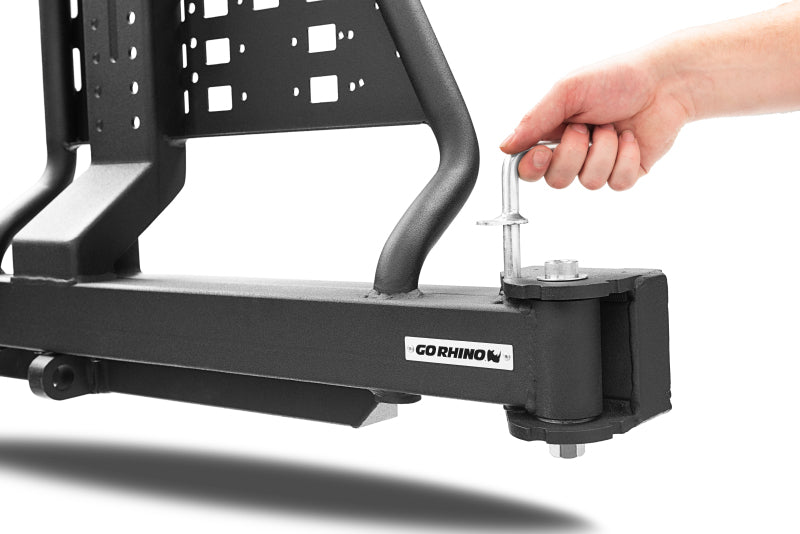 Go Rhino Swing-A-Way Hitch Mounted Tire Carrier (Lic. Plate Lights Not Included) - Textured Black Go Rhino Tire Carriers  AXOPROS