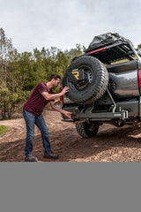 Go Rhino Swing-A-Way Hitch Mounted Tire Carrier (Lic. Plate Lights Not Included) - Textured Black Go Rhino Tire Carriers  AXOPROS