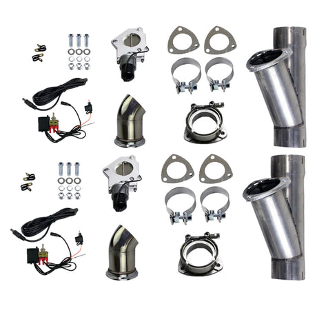 Granatelli 2.25in Alum Mild Steel Electronic Dual Slip Fit Exhaust Cutout w/Band Clamps Granatelli Motor Sports Exhaust Cutouts  AXOPROS