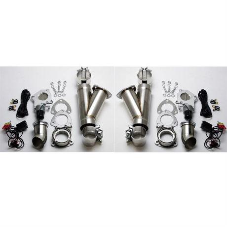 Granatelli 2.5in Aluminized Mild Steel Electronic Dual Exhaust Cutout System w/Slip Fit & Band Clamp Granatelli Motor Sports Exhaust Cutouts  AXOPROS