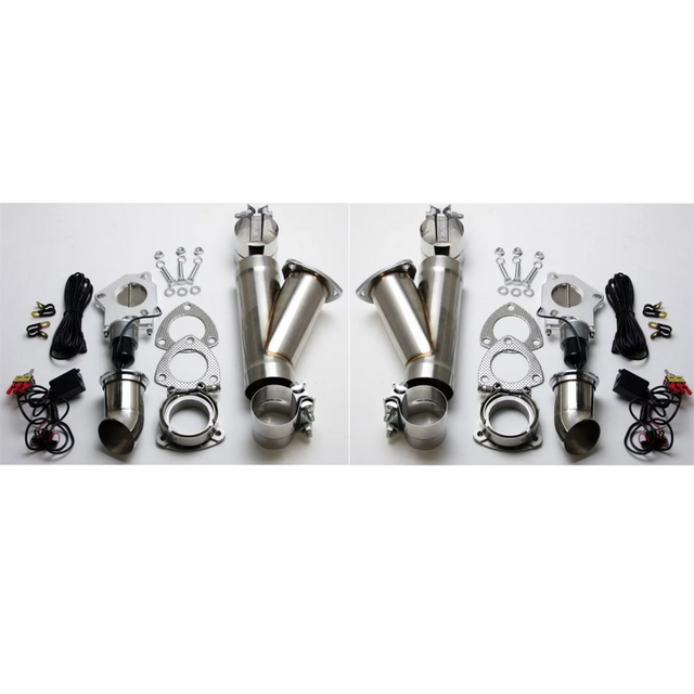 Granatelli 2.5in Aluminized Mild Steel Electronic Dual Exhaust Cutout System w/Slip Fit & Band Clamp Granatelli Motor Sports Exhaust Cutouts  AXOPROS