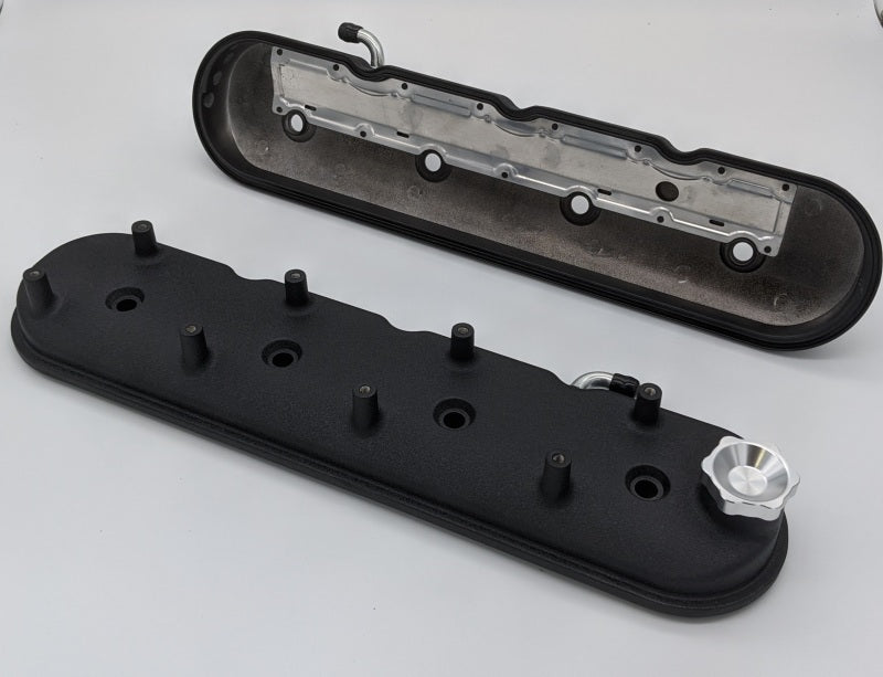 Granatelli 96-22 GM LS Standard Height Valve Cover w/Angled Coil Mount - Blk Wrinkle (Pair) Granatelli Motor Sports Valve Covers  AXOPROS