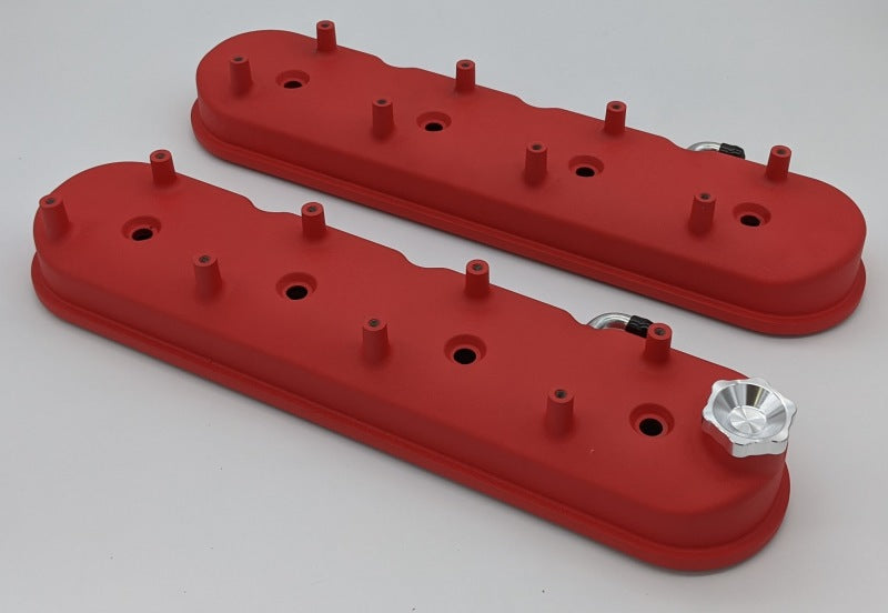 Granatelli 96-22 GM LS Tall Valve Cover w/Integral Angled Coil Mounts - Red Wrinkle (Pair) Granatelli Motor Sports Valve Covers  AXOPROS