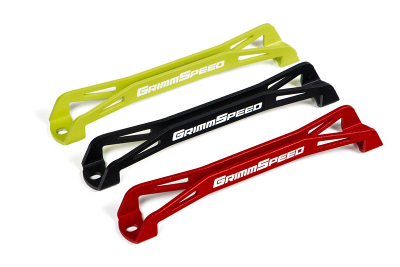 GrimmSpeed 08-18 Subaru WRX/STI Lightweight Battery Tie Down - Red GrimmSpeed Battery Tiedowns  AXOPROS