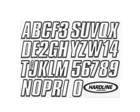 Hardline Boat Lettering Registration Kit 3 in. - 800 White/Black Hardline Stickers/Decals/Banners  AXOPROS