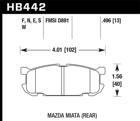 Hawk 01-02 Miata w/ Sport Suspension HP+  Street Rear Brake Pads (D891) Hawk Performance Brake Pads - Performance  AXOPROS