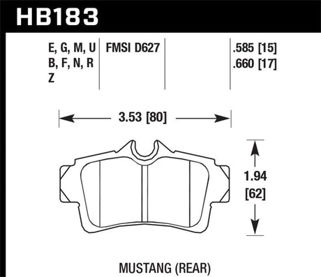 Hawk 01 Ford Mustang Bullitt / 94, 96-99, 01, 03-04 Cobra / 03-04 Mach 1 DTC-60 Race Rear Brake Pads Hawk Performance Brake Pads - Racing  AXOPROS