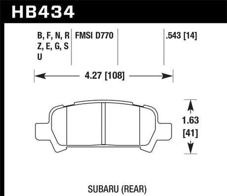Hawk 02-03 WRX / 05-08 LGT D770 HP+ Street Rear Brake Pads Hawk Performance Brake Pads - Performance  AXOPROS