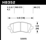 Hawk 02-03 WRX / 98-01 Impreza / 97-02 Legacy 2.5L / 98-02 Forester 2.5L D721 Performance Ceramic St Hawk Performance Brake Pads - Performance  AXOPROS