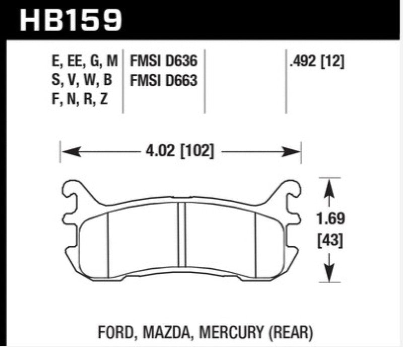 Hawk 03-05 Mazda Miata Rear ER-1 Brake Pad Set Hawk Performance Brake Pads - Racing  AXOPROS