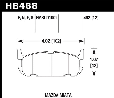Hawk 03-05 Miata w/ Sport Suspension HP+ Street Rear Brake Pads (D1002) Hawk Performance Brake Pads - Performance  AXOPROS