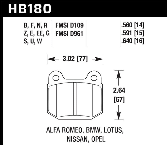 Hawk 03-06 Evo / 04-09 STi / 03-07 350z Track DTC-60 Race Rear Pads Hawk Performance Brake Pads - Racing  AXOPROS