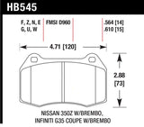 Hawk 03-07 G35/350z w/ Brembo Performance Ceramic Street Front Brake Pads Hawk Performance Brake Pads - Performance  AXOPROS