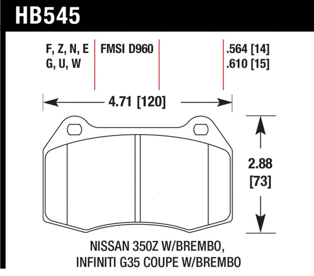 Hawk 03-07 G35/350z/03-06 Sentra Spec V w/ Brembo HPS Street Front Brake Pads Hawk Performance Brake Pads - Performance  AXOPROS