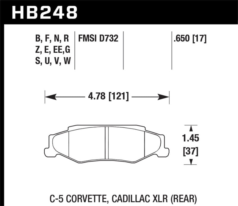 Hawk 04-09 Cadillac XLR / 97-11 Chevrolet Corvette DTC-60 Race Rear Brake Pads Hawk Performance Brake Pads - Racing  AXOPROS