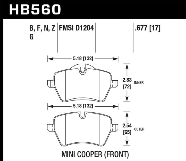 Hawk 05-06 JCW R53 Cooper S & 07+ R56 Cooper S HPS Street Front Brake Pads Hawk Performance Brake Pads - Performance  AXOPROS